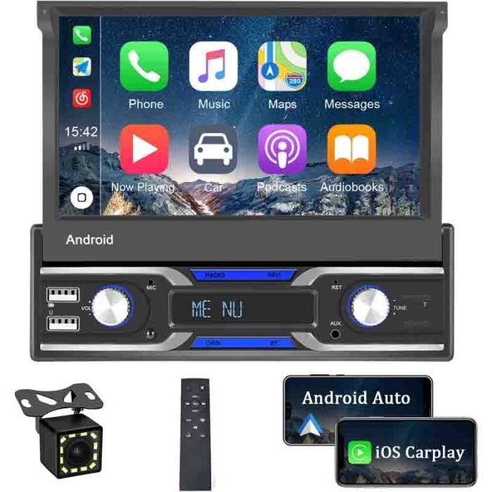 Autoradio Bluetooth, 1 Din Radio Voiture Récepteur Avec Lecteur Mp3 Wma