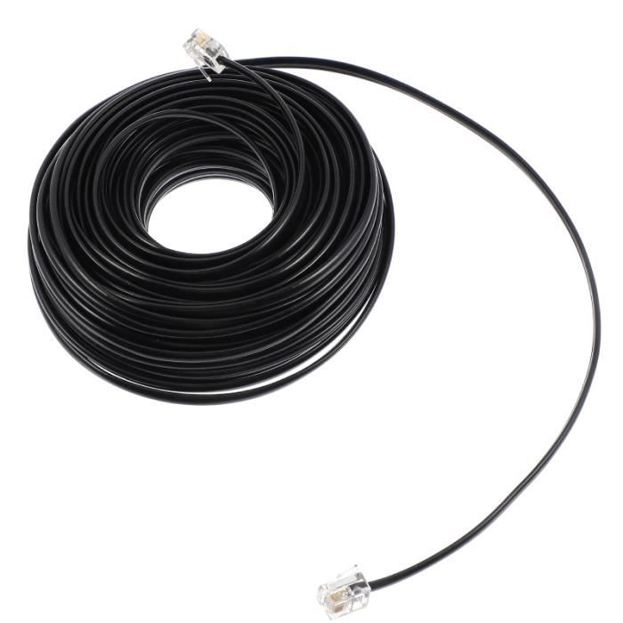 Câble Téléphone RJ11 6P6C - Rallonge 3,28ft (1m) - Pour Fixe, Fax, Modem - Lot De 2 - Noir