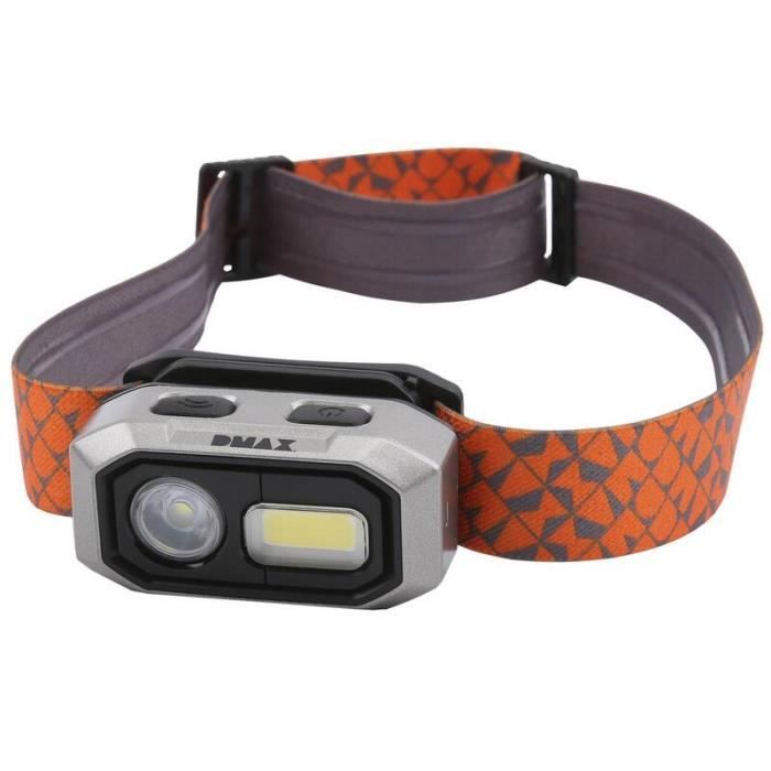 Lampe frontale à LED - GENERIQUE - DMAX - 2 modules (spot longue portée + COB) - Rechargeable USB - Capteur de mouvement
