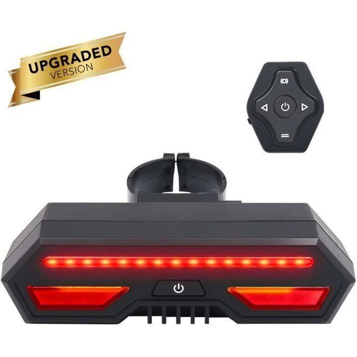 Feu Arrière Avec Clignotants Télécommande Sans Fil Rouge USB Rechargeable Vélo Rétroéclairage