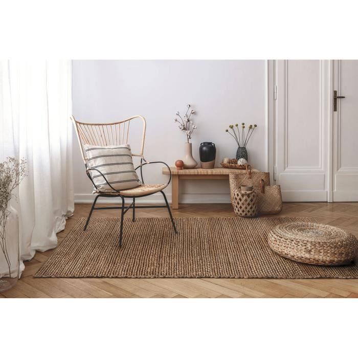 HAMID - Jute Granada tapijt, 100% natuurlijke jutevezel, zachte en gemiddelde weerstand, handgeweven, woonkamer, slaapkamer, hal tapijt, naturel (400 x 300 cm