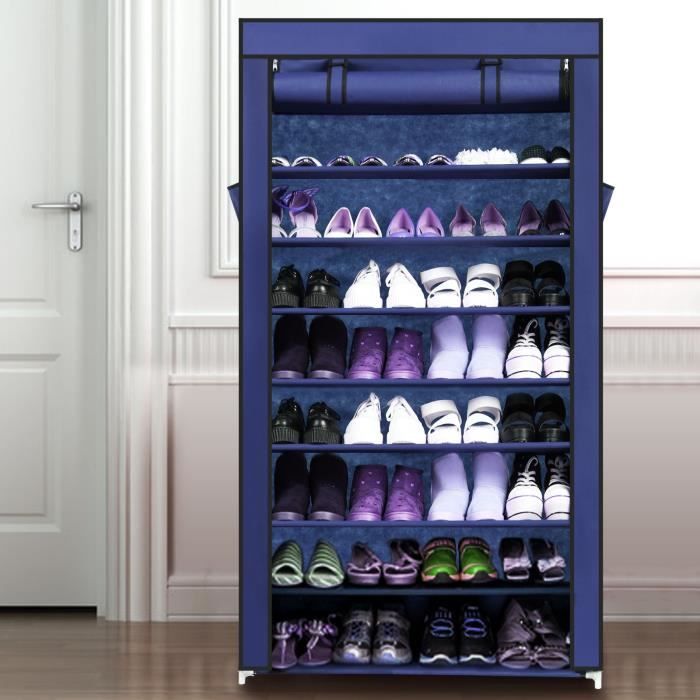 Étagère à Chaussures 9 Couches Portable Chaussures Organisateur Bleu - Maison