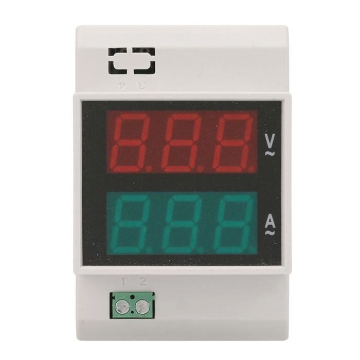 Voltmètre/Ampèremètre Numérique DIN Rail - Double Affichage AC 80-300V / 0-99.9A - Précision ±1% - LED 0.5 Pouces
