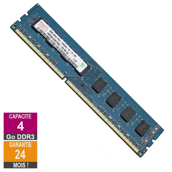 Barrette Mémoire 4Go RAM DDR3 Hynix HMT351U6CFR8C-H9 DIMM PC3-10600U