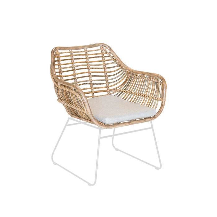 fauteuil de jardin en résine tressée jardiline - coussin chiné gris/beige - 1 personne - 70 x 67 x 81 cm