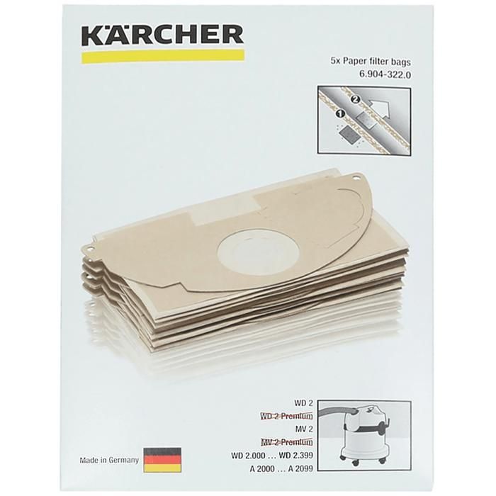 Sachet De Sacs KARCHER 69043220 – X5 Compatible Aspirateurs Traîneau