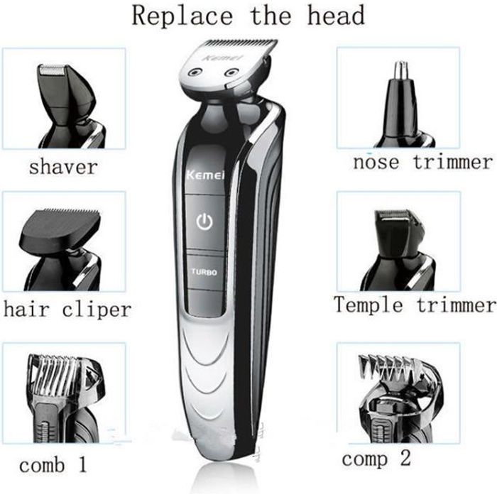 Kemei marque d'origine Km-1832 5 en 1 étanche Rasoir électrique Nez oreille  Barbe Tondeuse Et Clipper Haircut - Cdiscount Bricolage
