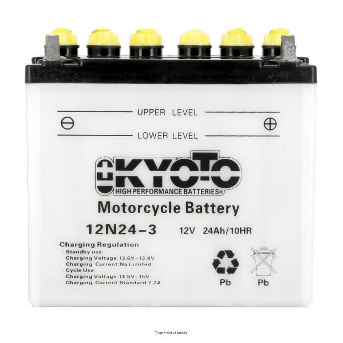 Batterie Kyoto pour moto pour motocyclette 12N24-3 / 12V 24Ah