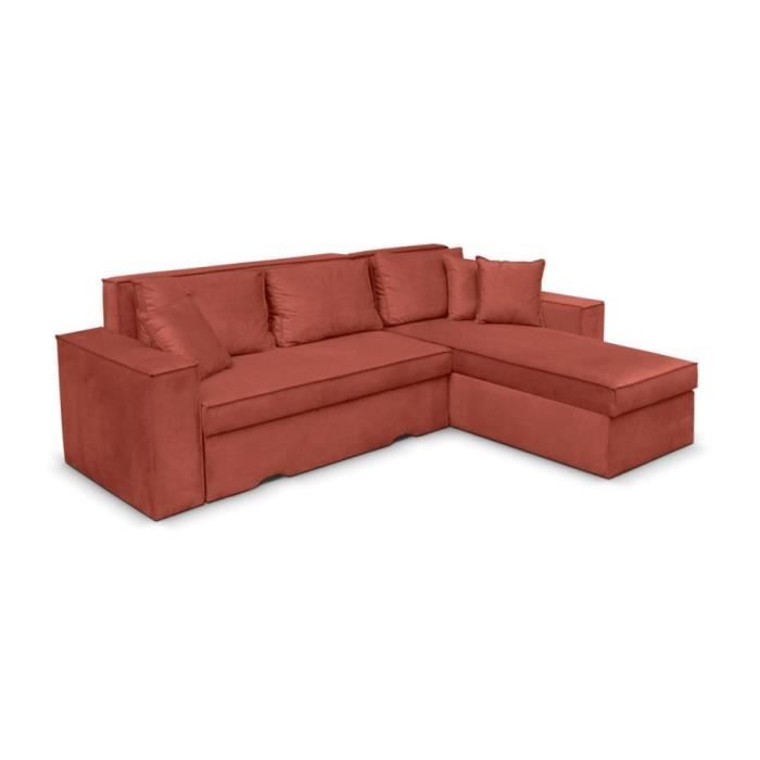 Canapé d'angle Rouge Velours Confort