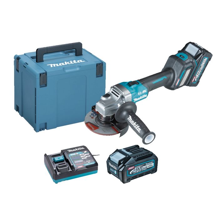 Meuleuse 125mm sur accu XGT 40Vmax avec interrupteur à glissière + 2x BL4040 + DC40RA + Makpac. GA023GM201 - vue 1