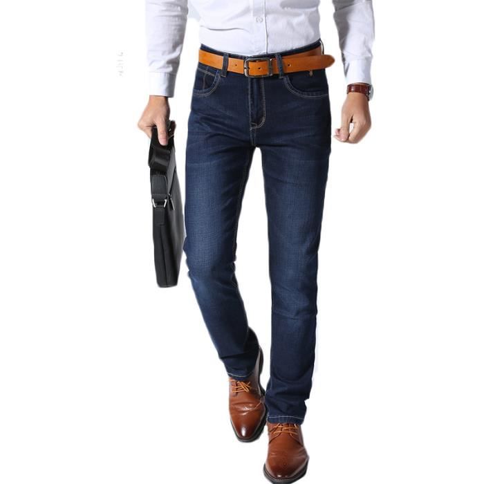 Jeans Homme habille en mi 30 LEOCLOTHO Cargo Noir Tissu stretch Poches cotes