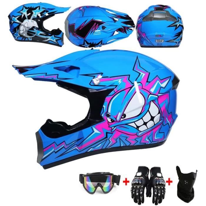 Casque Motocross Woljay - Unisexe Pour Adultes Et Enfants - Certifié DOT & ECE - Livré Avec Lunettes, Gants Et Masque