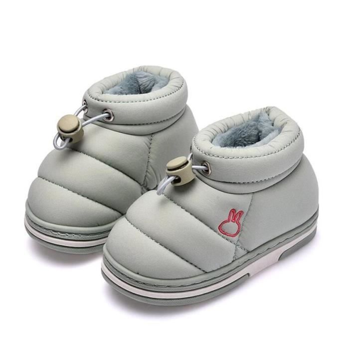 Chaussons Bébé Hiver Ours Doux 6-9 Mois | Antidérapant TPR | Taille 12cm Bleu | Chaussettes Peluche Chaudes