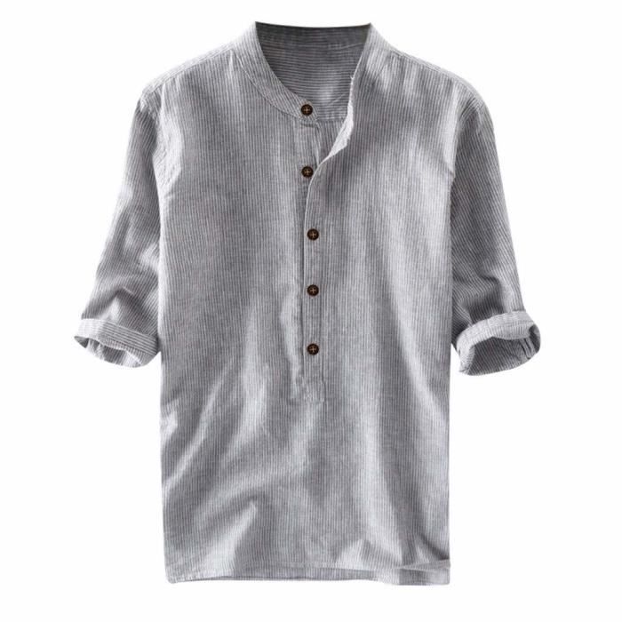 Henley Chemises pour homme à manches courtes et boutons