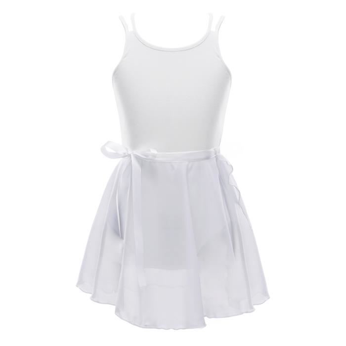 HIPPOSEUS Filles Robe de Ballet Justaucorps Ballet Danse Classique sans Manches Ballet Tutu Danse vêtements pour Enfants,JLQ06-Blanc,2-3 Années