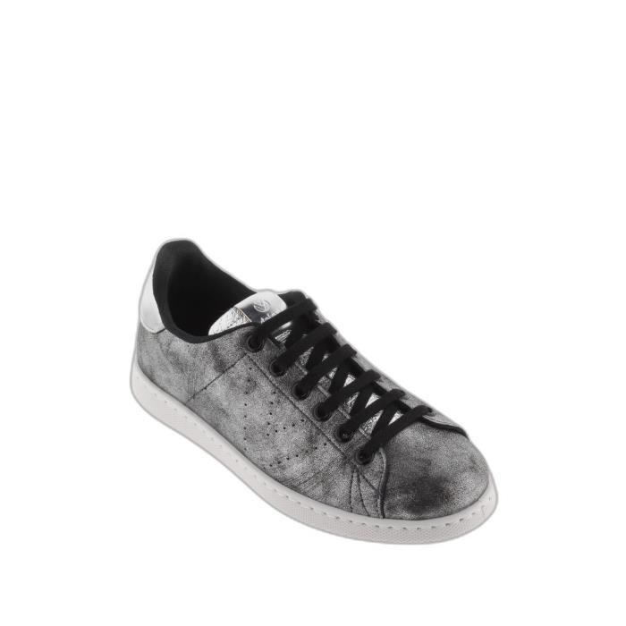 Baskets femme Victoria modele metallise brillant anthracite Anthracite Cdiscount Chaussures