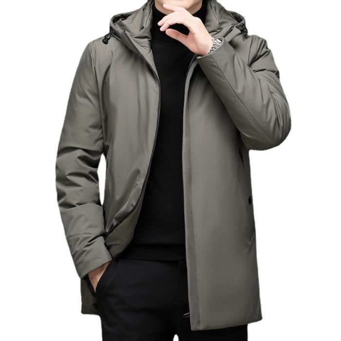 Manteau Caban Manteau Col Capuche Manteau Homme Mi-Long Col