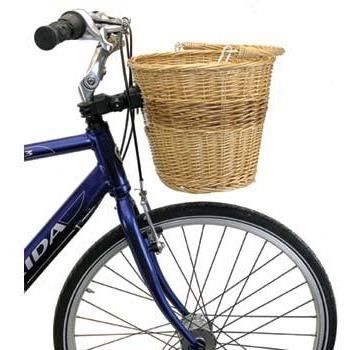 Panier de vélo en osier véritable - M-WAVE - Fixation à clipser - Dimensions 38x28x27cm