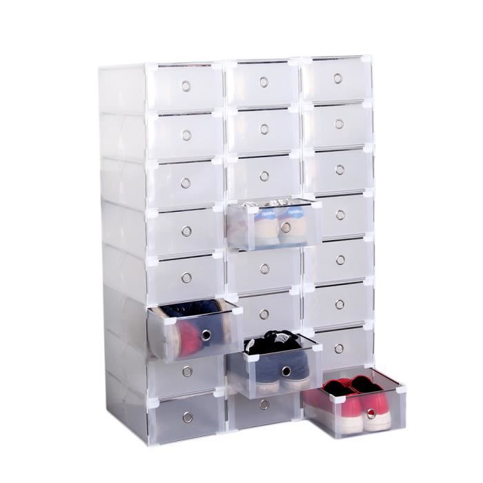 Boîtes à chaussures transparent 24pcs Plastique - Cdiscount Maison