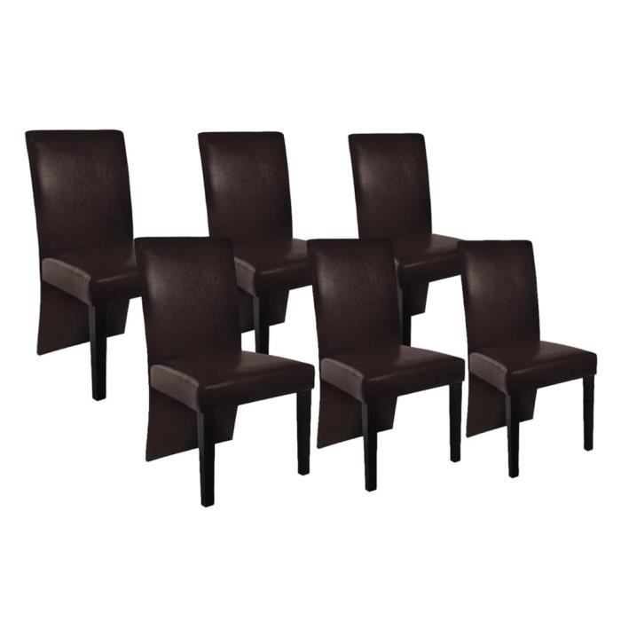 Lot de 6 Chaise de salle à manger 6 pcs Cuir artificiel Marron foncé