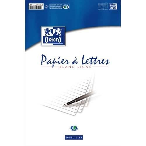 OXFORD CHOTEL - BLOC DE CORRESPONDANCE ESTRÉE DE OXFORD, LIGNÉ, 80 G, BLANC, 50 FEUILLES, DIMENSIONS: (L)210 X (H)297 MM (611102 327716