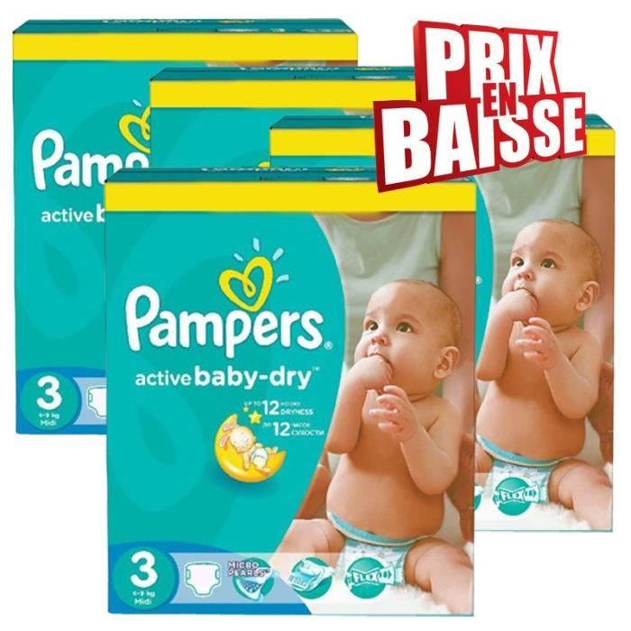 Pampers Taille 3 248 couches bébé active baby dry Cdiscount