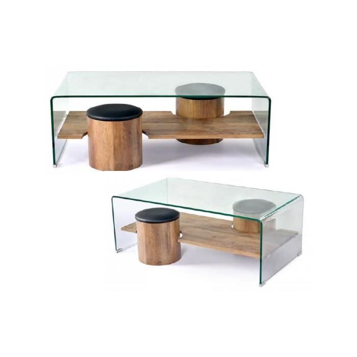 Table Basse Arezzo Rectangulaire Design Plateau En Verre Courbe