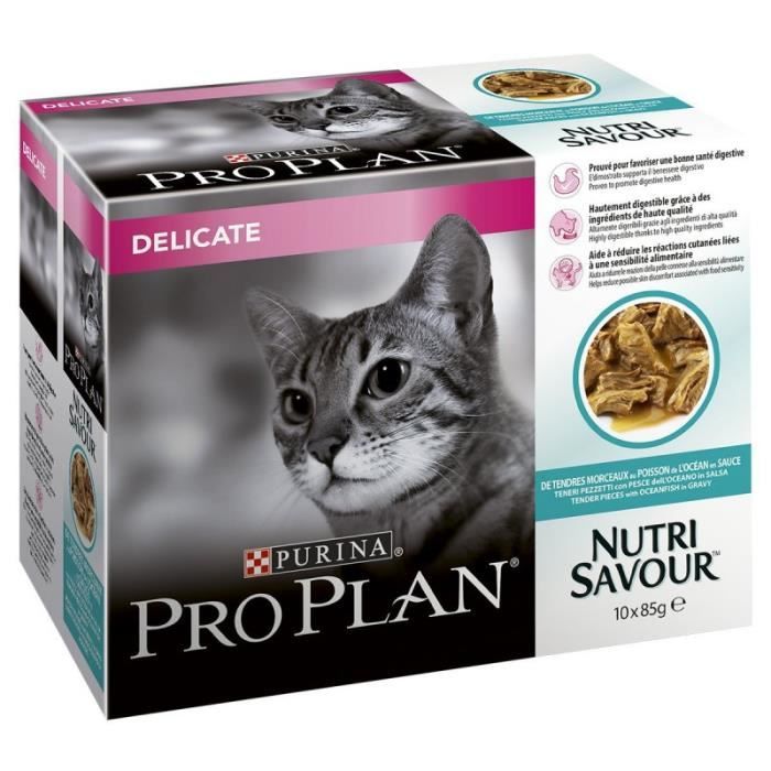 Comparer les prix de PRO PLAN Nutri Savour - Delicate en sauce au poisson - 40 sachets