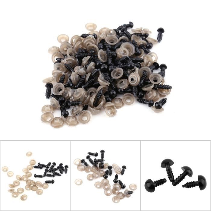 Yeux poupée ancienne Noir 6 mm Black colour6 mouth blown eyes for