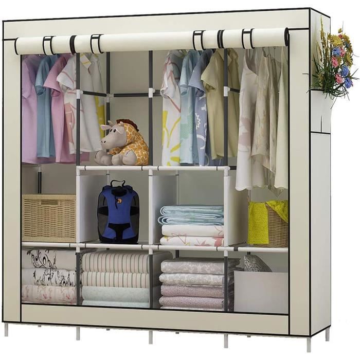 QIAN Armoire de Rangement Garde-Robe Transportable, Penderie en Tissu