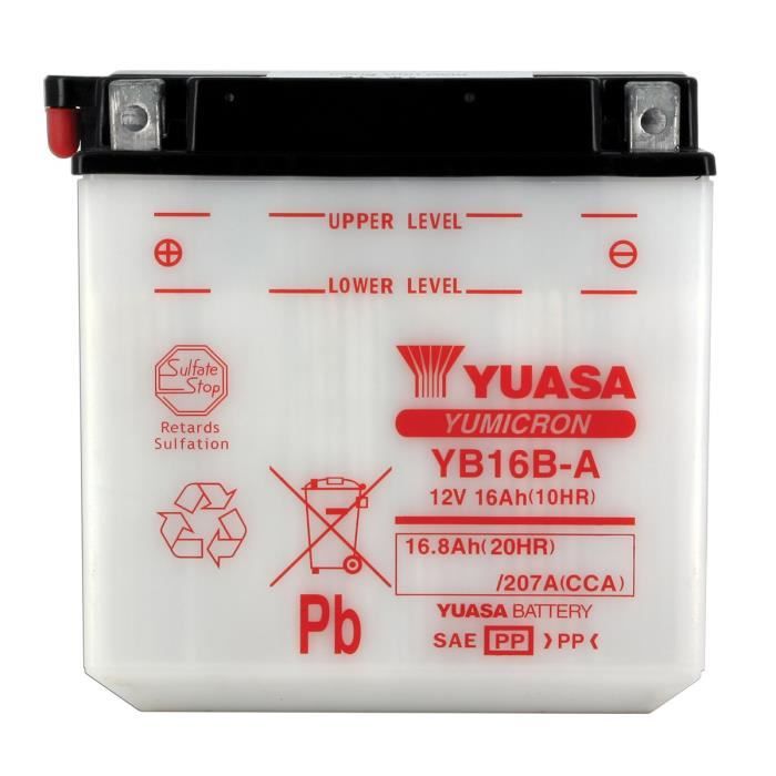YUASA - Batterie Moto 12V Avec Entretien Sans Pack Acide Yb16B-A