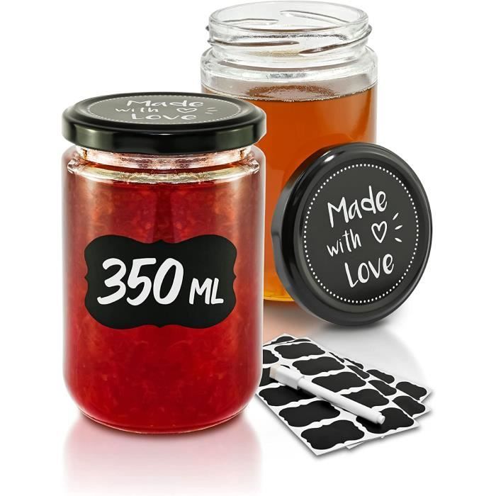25 Pots à Confiture 230ml Avec Étiquettes Et Marqueur - Verre Et Métal - Hermétiques