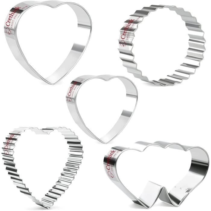 Crethink Lot de 5 emporte-pièces en forme de cœur pour la -Valentin