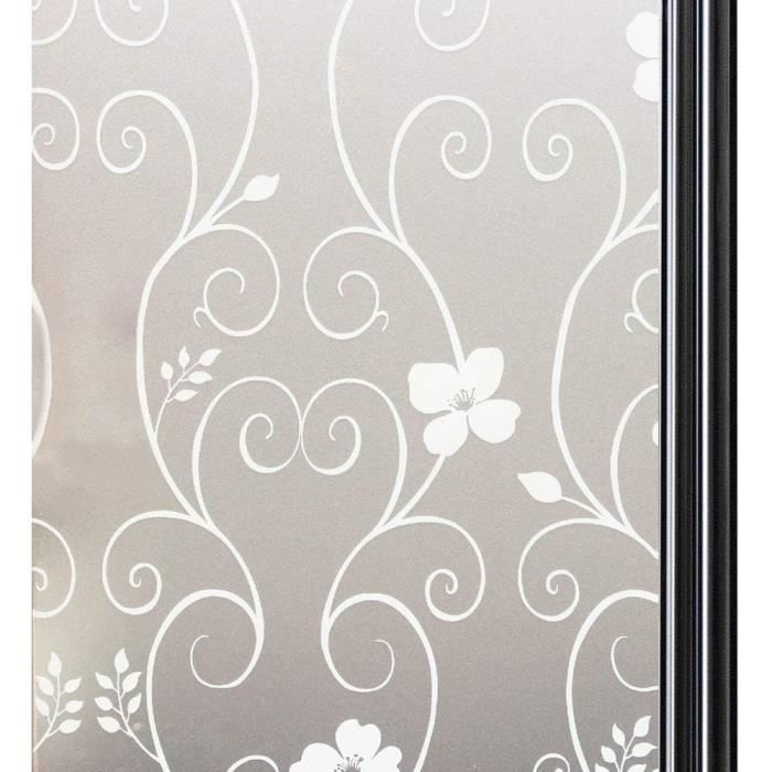 Film Opaque Pour Fenêtre Réutilisable 60x120 Cm - Adhésif électrostatique Sans Colle - Brise-vue Déco Plume Verte - Salon, Salle De Bain, Cuisine