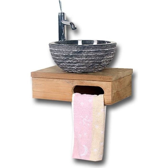 Meuble Sous Vasque Suspendu En Teck Pour Lave Mains Lazzeri