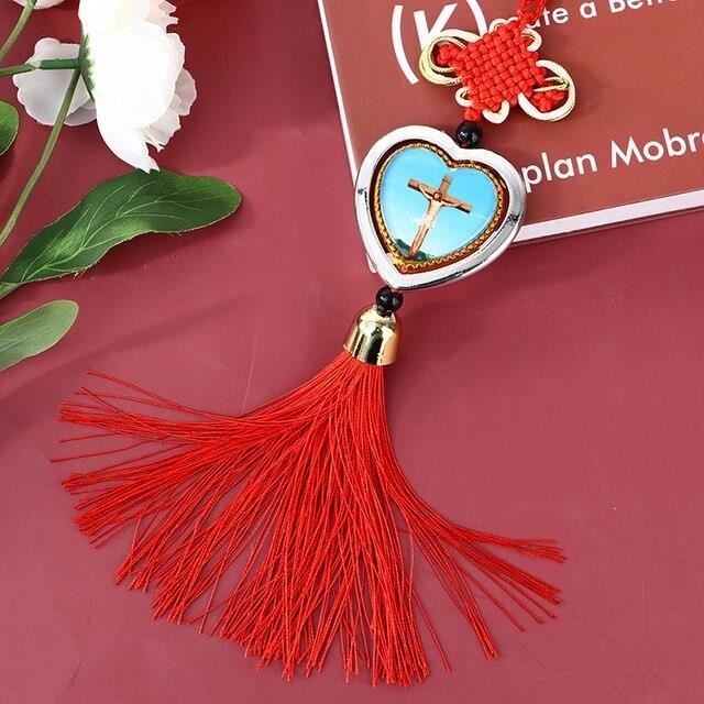 Chapelet De Volant En Croix - Lot De 2 Pendentifs Bénédiction Pour Rétroviseur, Décoration Voiture Cadeau Conducteur