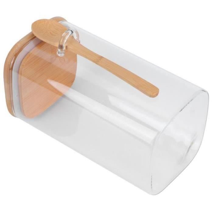 Lot De 4 Pots à Épices En Verre Avec Cuillère Intégrée + Entonnoir - Marron Et Blanc - Idéal Cuisine, Restaurant