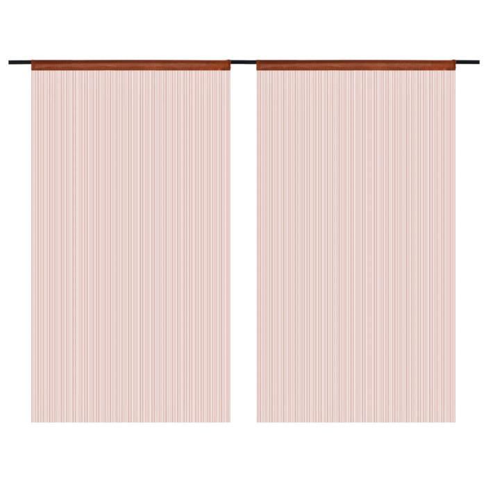 Rideau En Fils Blanc - 2 Pièces 100x250 Cm - Polyester - Idéal Porte, Fenêtre, Séparation