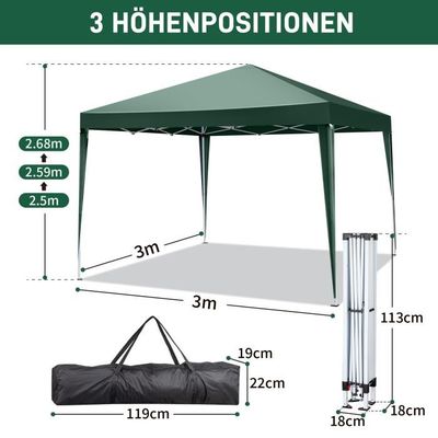 All Seasons Gazebos | Tonnelle Pliante 3x3m Avec 4 Parois Latérales Et Pack D'Accessoires | Matériaux Robustes, Entièrement Étanches Et De Haute Qualité (Beige