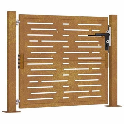 Portail De Jardin En Acier Corten - 85x100cm, Design Découpé Laser, Verrouillable - 9