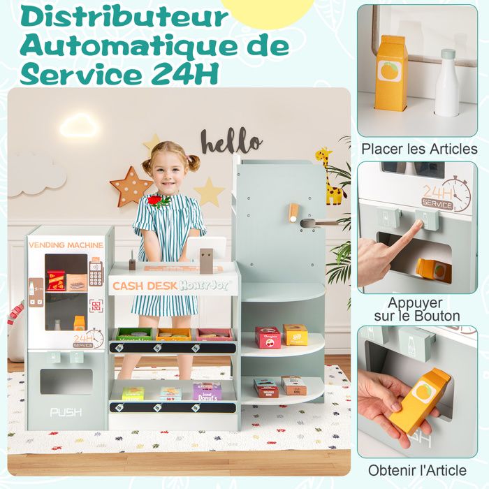 Caisse Supermarché Marchande Enfant DREAMADE - Supermarché Bois Avec Caisse Et Accessoires Jeu D'imitation Enfant Caisse Supermarché Marchande Enfant DREAMADE - Supermarché Bois Avec Caisse Et Accessoires Jeu D'imitation Enfant