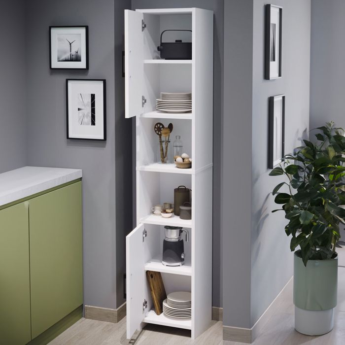 Armoire de Rangement Cuisine Colonne Meuble Cuisine Rangement 60 cm pour Affichage de Cuisinière, Etagere de Cuisine a Poser Meuble Etagere Cuisine(White,4 Tier_100*32