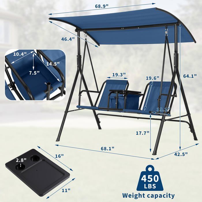 AXI – Balançoire double en métal pour 2 enfants – Portique extérieur 210 x 210 x 217 cm – Acier galvanisé avec ancrages au sol – Couleur blanche et grise AXI – Balançoire double en métal pour 2 enfants – Portique extérieur 210 x 210 x 217 cm – Acier galvanisé avec ancrages au sol – Couleur blanche et grise