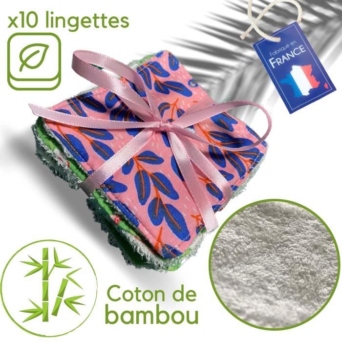 X10 lingettes Démaquillantes & pour bébé en coton de bambou ultra