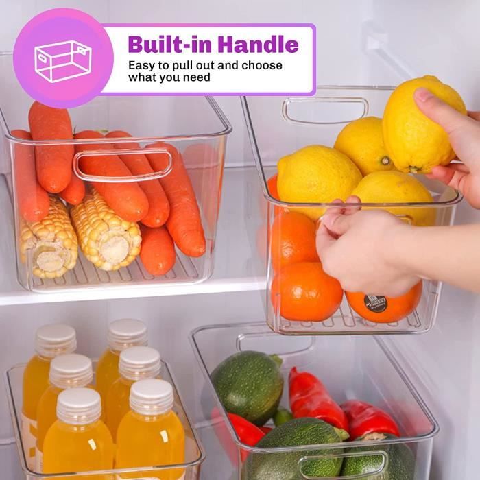 4 Boîtes Rangement Réfrigérateur JOYBOY - Tiroirs Coulissants Transparents Pour Aliments