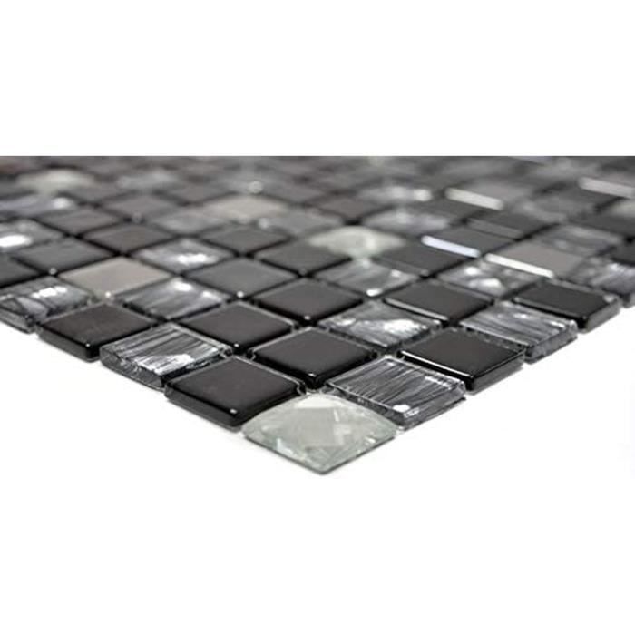 Carreau Mosaïque Translucide Crystal Gris 63-0202_b - Pour Mur Ou Sol Cuisine/salle De Bain, 1 Plaque, Verre