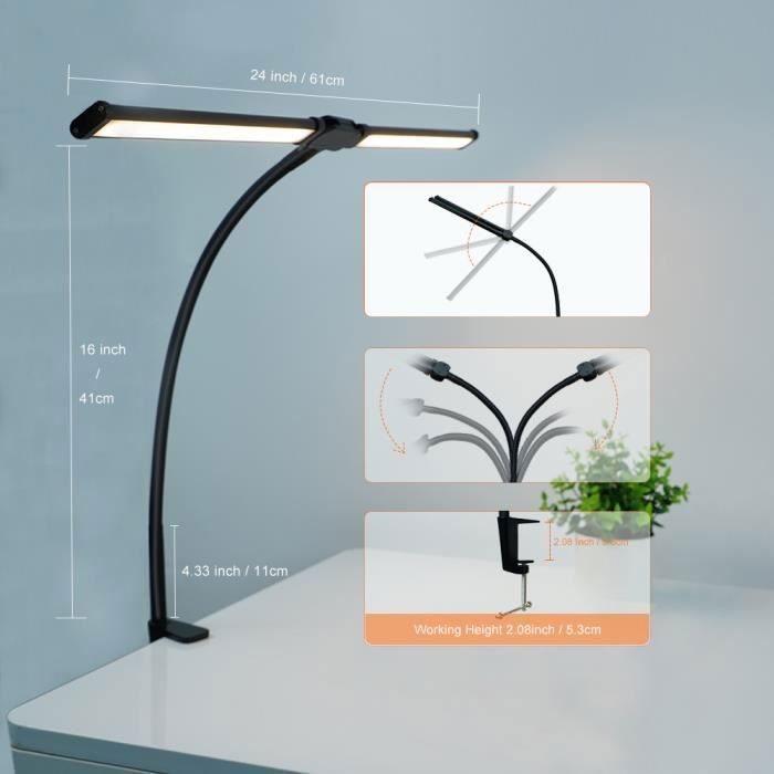 Lampe De Bureau LED LIHAO - Blanc Chaud 3000K, Intensité Réglable, Tête Orientable - 5W - 11