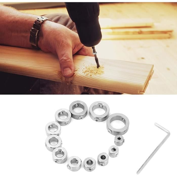 12 Bagues Butée De Profondeur Pour Forets Diamètre 10mm - En Alliage Aluminium, Avec Clé Hexagonale, Pour Perçage Précis