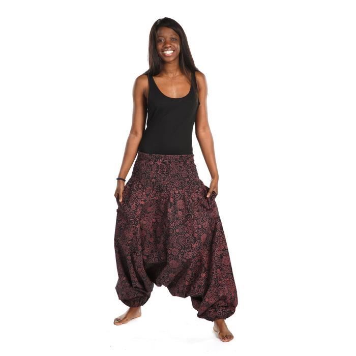 Fantazia Sarouel grande taille femme Pantalon sarwel femme smocke spirale ethnique chic TU Noir Noir Cdiscount Pret a Porter
