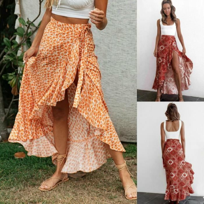 Jupe longue portefeuille shop fleurie